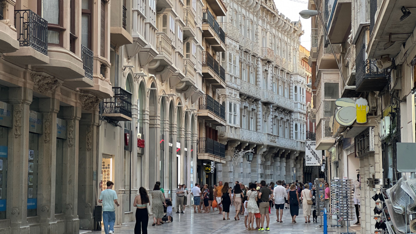 The pedestrian street of Cartagena, Spain